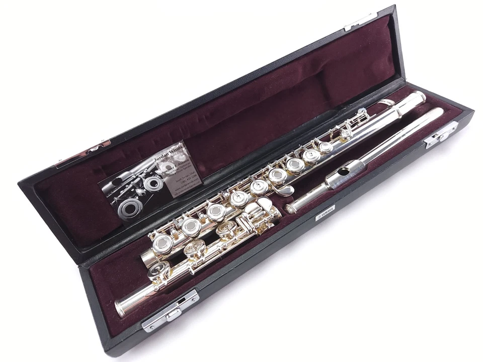 Flauta Yamaha 382 (~362) cabeza plateada intermedia pie B agujero abierto reacondicionada+ Foto 1 de 4