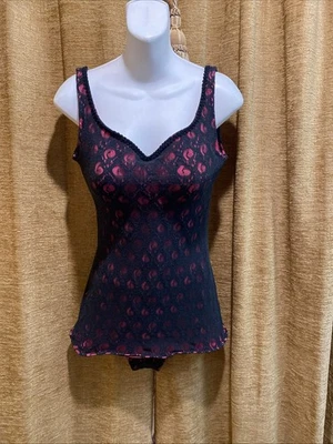 Traje de baño vintage Darlene años 60 pin up de una pieza negro rosa intenso Foto 1 de 4