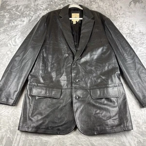 Territory Ahead Smooth Leather Blazer Men's 48L Black Pockets Button Up (1058) - Picture 1 of 12