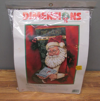 Vintage 1997 DIMENSIONS #9107 "Dear Santa Stocking" Needlepoint Craft Kit NEW - Image 1 of 2