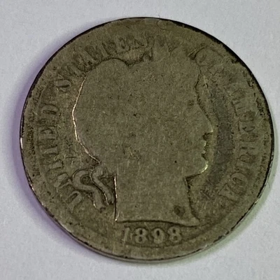 1898-O BARBER SILVER  DIME ~Tough Date And Mint ~90% Silver Liberty Head Coin - Image 1 of 4