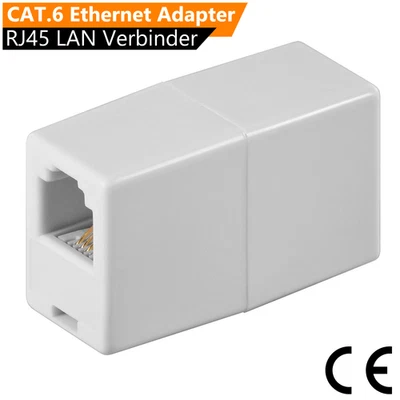 Netzwerk Kupplung CAT6 DSL LAN ISDN Netzwerkkabel RJ45 Verbinder Adapter Weiß - Bild 1 von 4
