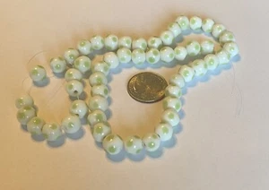 Lampwork Murano Glass Beads Jewelry Crafting Supplies White & Green 50 - Picture 1 of 2