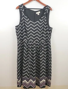 Vestido sin mangas geométrico Ann Taylor LOFT para mujer talla 16 negro blanco púrpura - Imagen 1 de 13