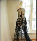 Czarna koralikowa sukienka ślubna tkanina kwiatowy haft ślubny diy koronkowa tkanina 0,5 M