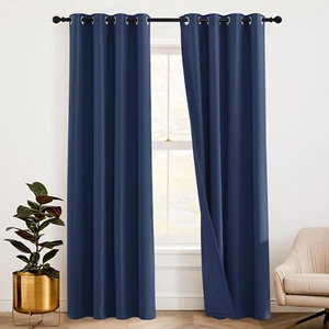 3-In-1 Set Soundproof Blackout Curtains Energy Saving with Felt Noise Absorbing - Picture 1 of 9