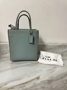 Borsa Coach Mini Cashin Tote verde salvia guanto pelle conciata C4828 borsa a tracolla - Foto 1 di 7