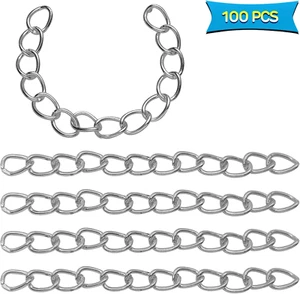 100Pcs Necklace Extension Chain (1.97 X 0.16 Inch) Stainless Steel Twist Extende - Picture 1 of 12