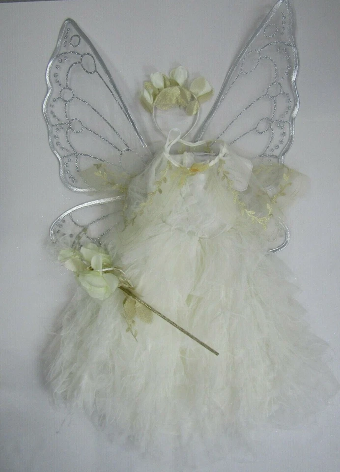 Disfraz de hada marfil Pottery Barn para niños Monique Lhuillier alas plateadas 4-6 años #144 Foto 1 de 4