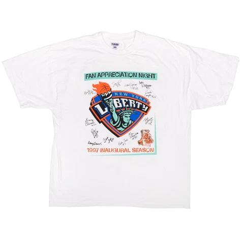 VTG 1997 WNBA New York Liberty Fan Appreciation Night Inaugural Season XL Shirt Cover