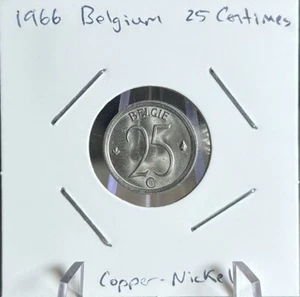 1966 Belgium 25 Centimes- Free Shipping! - Picture 1 of 3