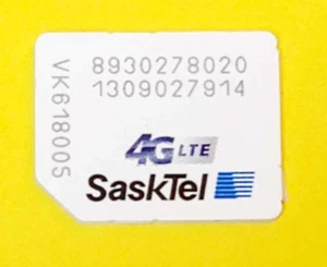 USED SASKTEL 4G MICRO SIM CARD RESTORING TEST CELL PHONE BYPASS UNLOCK UNLOCKING - Picture 1 of 2