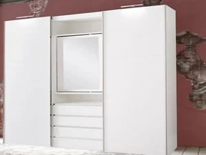 Schwebetürenschrank Magie Kleiderschrank 300cm weiß drehbares Spiegelelement (17 - Bild 1 von 4