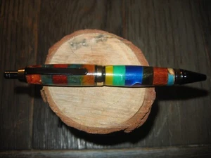 Gorgeous Handmade Titanium and gold Click Cigar pen of mixed Hardwood & Resin - Picture 1 of 3