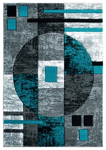 8x8 United Weavers Blue Geometric Lined Boxes 2050 10169 - Aprx 7' 10 x 7' 10" - Picture 1 of 2