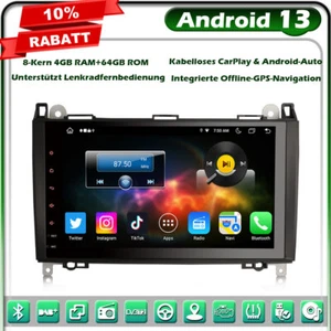 9" 64GB Android 14 Autoradio Navi Mercedes A/B Klasse Sprinter Viano VW Crafter - Bild 1 von 24