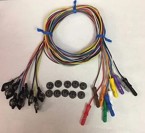 EEG AG AgCl Becherelektroden 20 Mehrweg/Einweg 10 Leitungen 60" 1,5 mm DIN Stecker - Bild 1 von 3