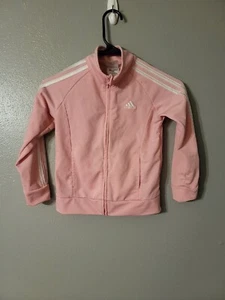 Adidas Tricot Pink Full Zip Girls Track Jacket Size 6 READ - Picture 1 of 7