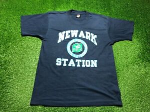 Vintage 90s New Ark Station New Jersey State Police Men's Tee Large Blue USA