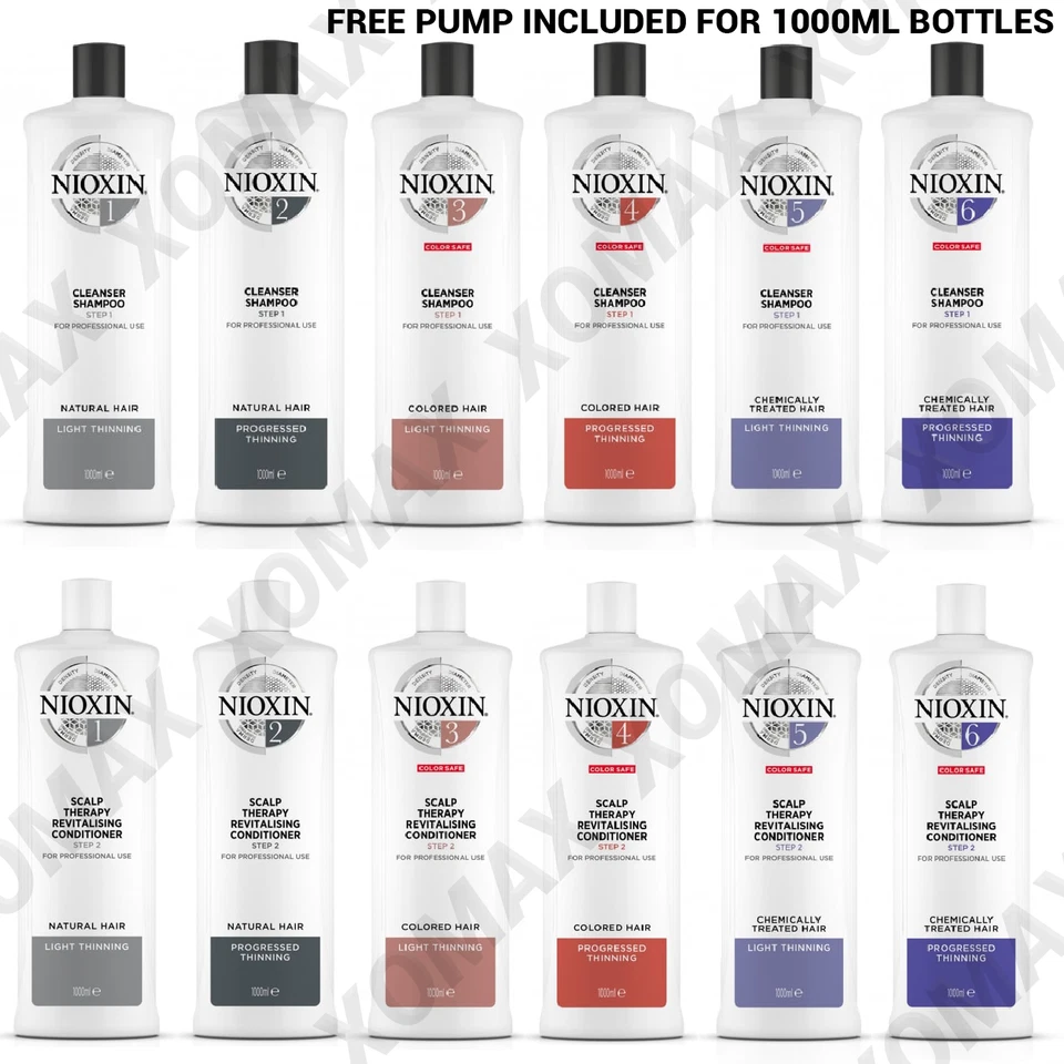 Nioxin Hair System Shampoo Cleanser Conditioner 1 2 3 4 5 6 300 / 1000 ml