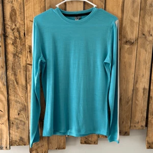 Ibex Women’s M 100% New Zealand Merino Wool Long Sleeve Base layer Blue Teal USA - Picture 1 of 15