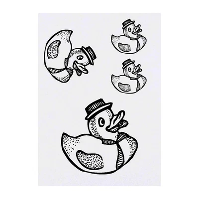 AZEEDA 4 x 'Fancy Rubber Duck' Temporäre Tattoos / Transfers (TO00003477)