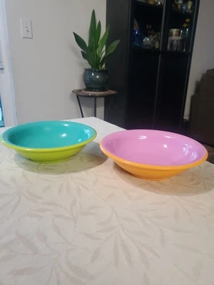 Colorful Melamine Two Tone Pasta Soup Salad Bowl Set 2 - Image 1 of 4