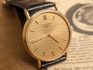 LONGINES Grande Classique L4.637.2 Gold Dial Quartz Men's Watch Vintage 33mm - Picture 1 of 16