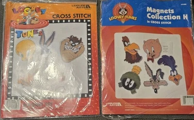 Leisure Arts Cross Stitch Lot Of 2 Looney Tunes Magnet Set/Collection 2 *New* - Image 1 of 4