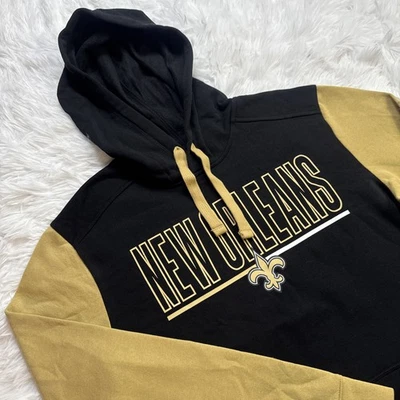 NEW ORLEANS SAINTS Pullover Sudadera con Capucha Hombre Mediana M Negro Tostado Nuevo con Etiquetas Foto 1 de 4
