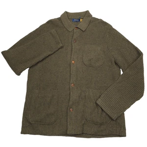 $328 Polo Ralph Lauren Green Wool & Cotton Cardigan Sweater Mens Size Small - Picture 1 of 9