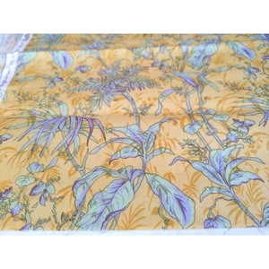 Blue Bamboo & Leaves on Yellow Quilt Cotton Fabric, 3/4yd BasicGrey Moda - Picture 1 of 8