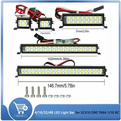 RC Car LED Light Bar Roof Lamp Kit for SCX10 D90 TRX4 1/10 Crawler Car Repairs - Image 1 of 4