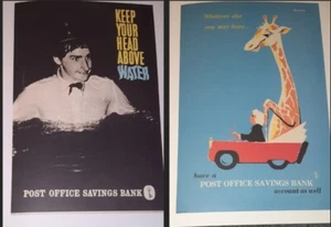 2x POST OFFICE SAVINGS BANK ACCOUNTS Public Info posters 1960's reprints GPO Ads - Picture 1 of 3