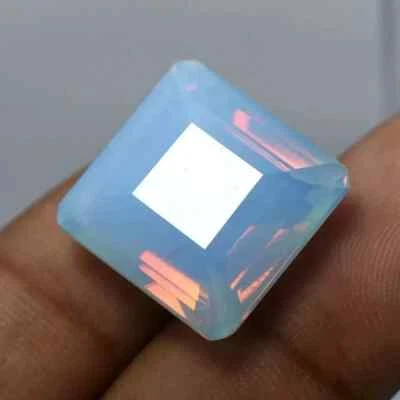 Natural Ethiopian Square Opal Sky-Blue 19-20 Ct  Loose RARE CERTIFIED Gemstone - Image 1 of 4