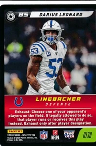 U138 DARIUS LEONARD 2020 Panini Five Football TCG COLTS - Picture 1 of 1