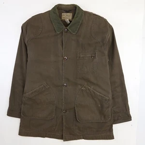 Vintage L.L. Giacca da lavoro Bean Barn Coat Chore taglia grande marrone foderato in lana - Foto 1 di 8