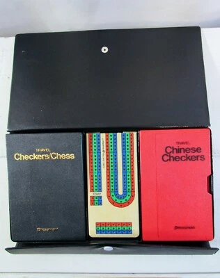 Vintage 1980 Pressman Magnetic Travel Chinese Checkers, Chess & Cribbage Case - Image 1 of 4