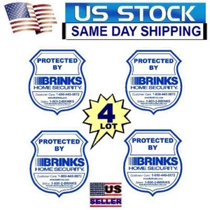 4 BRINKS HOME SECURITY MONITORING SYSTEM ALARM WINDOW DECAL WARNING STICKER SIGN - Picture 1 of 5