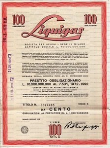1972 LIQUIGAS * OBBIGAZIONE PER 50.000 LIRE * DOCUMENTO ANTICO BORSA DI MILANO - Foto 1 di 1