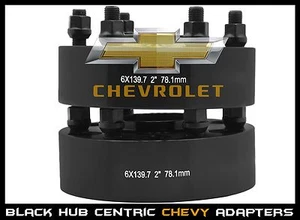 2 Pc Set 6x5.5 OR 6x139.7mm 2" Thick Black Hub Centric Wheel Spacers Adapters - Picture 1 of 7