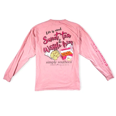 Camiseta Feminina Simply Southern Manga Longa "Chick-fil-A" Rosa Tamanho Grande - Imagem 1 de 4