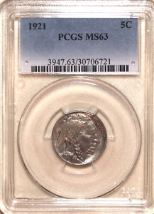 1921-P BUFFALO NICKEL - PCGS - MS63 - #C2489 - FREE SHIPPING - Picture 1 of 7