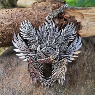 Collar Colgante Nazar Hamsa Joyería Serafines Mal de Ojo Vintage Aspecto Plateado Foto 1 de 4