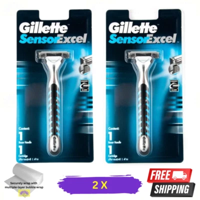 2 X Gillette Sensor Excel Rasierer Mit Doppelten Klingen Manuell - Bild 1 von 4