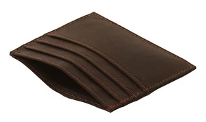 Woodbridge Minimalist Slim RFID Real Leather Card Holder Mini Wallet 4042 Brown - Picture 1 of 6