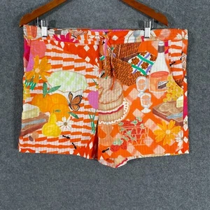 Variety Hour Shorts Womens XS Orange Hot Pants Striped Breakfast Colourful - Picture 1 of 13
