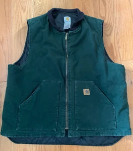 Vintage Carhartt isolierte grüne Distressed Canvas Weste Größe 2XL Tall V02 SPC USA - Bild 1 von 5