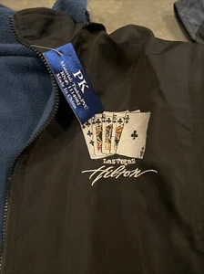 Las Vegas Hilton Reversible Jacket Fleece Vest Mens XL Blue Black Casino - Picture 1 of 8