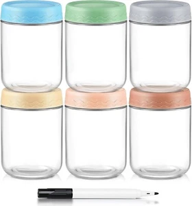 6 Pack Glass Oats Containers with Airtight Lid, 16oz Mason Food Jars for Storage - Picture 1 of 7